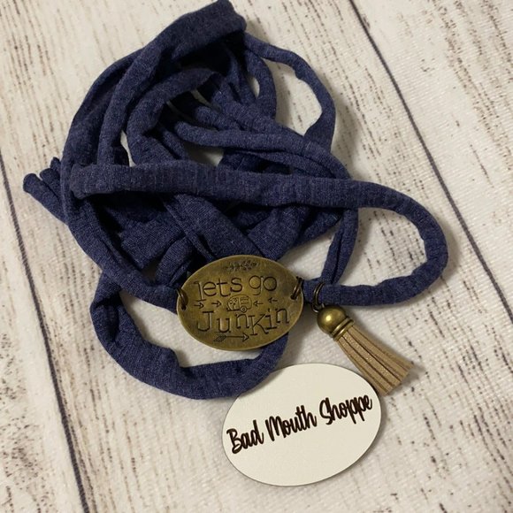 LET'S GO JUNKIN Handmade Hand Stamped Upcycled Wrap Bracelet - Picture 1 of 3